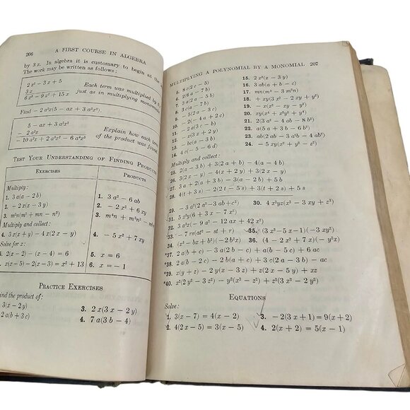 Vintage Algebra Book 1936 School Book Stone Mallory Benj Sanborn Math Hard Cover - Picture 11 of 14